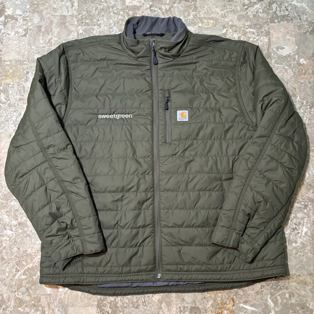Carhartt Rain Defender Gilliam Jacket Mens XL Green Relaxed Fit Quilted Puffer